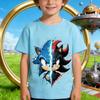 Sonic vs Shadow Kids TShirt  Video Game Tee Short Sleeve Cotton Crewneck Birthday Gift for Boys Soft Breathable Daily Wear