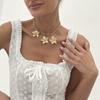 Accessories Ins Vacation Style Flower Pendant Necklace, Vintage Versatile Geometric Spice Girl Collarbone Necklace Women