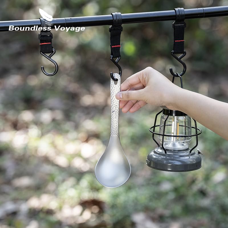 Boundless Voyage Titanium and Soup Made of Pure Ladle and Curry Kitchen Titanium Outdoor Camping Cookware Spoon, Ladle, Ladle, Titanium, One-Piece