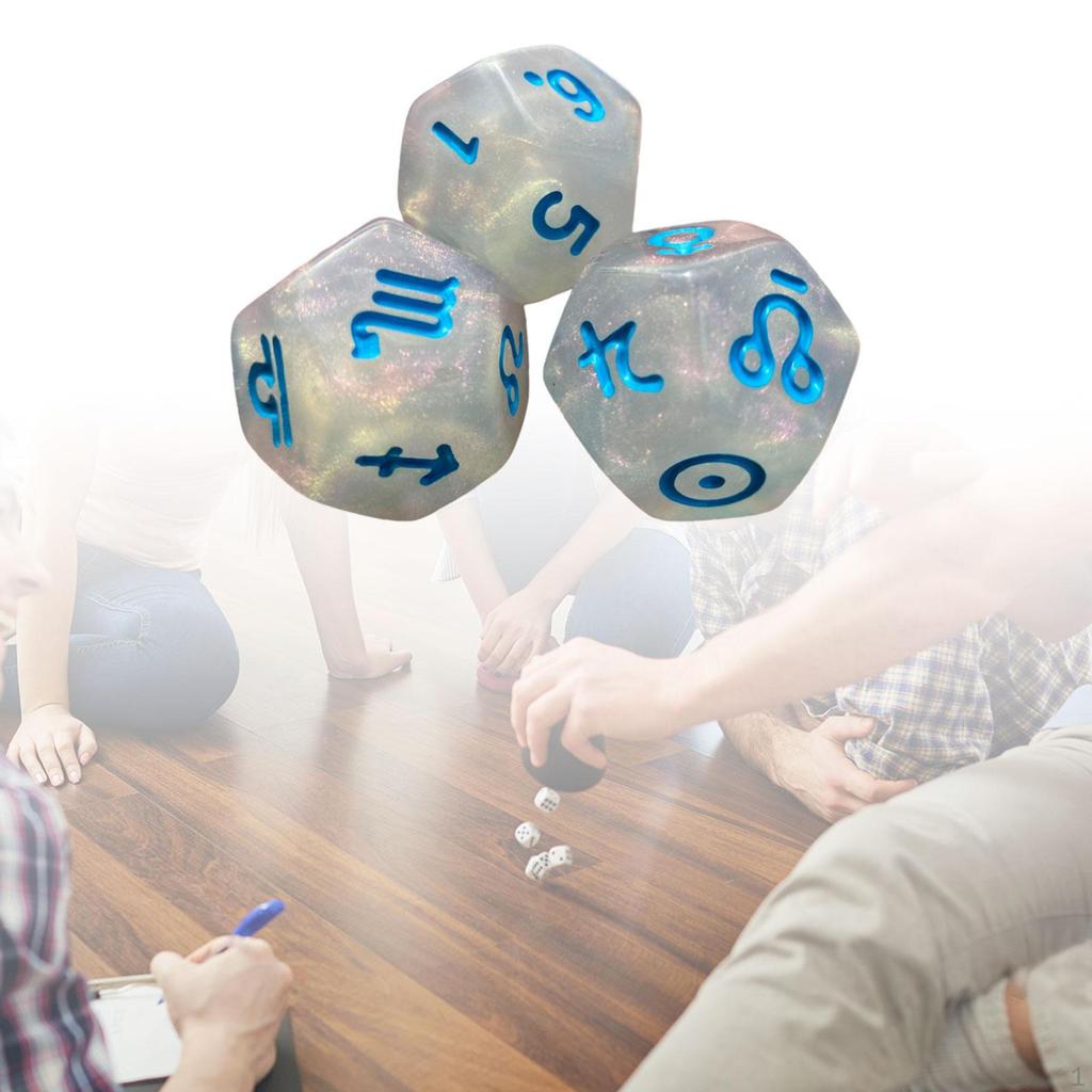 3 Pack of D12 Polyhedral Dice for Games And Learning