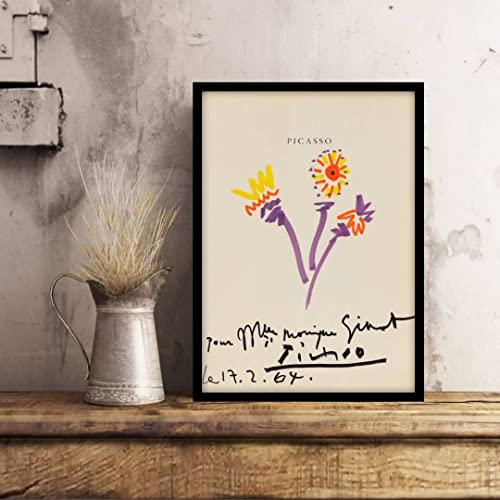 Picasso „Drei Blumen“ Gerahmtes Poster von aoipro (Schwarzer Rahmen)