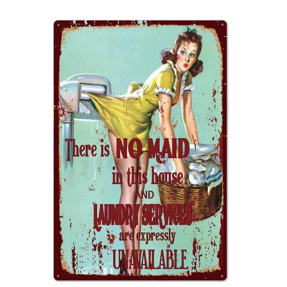 Vintage Pin Up Girl Tin Sign Plaque Sexy Retro Metal Wall Decor for Bar Pub Club Man Cave Classic Metal Sign Painting