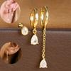 3PCS Vintage Water Drop Earrings Sets for Women Ladies Stainless Steel Zircon Huggies Cartilage Piercing Earring Fashion Jewelry