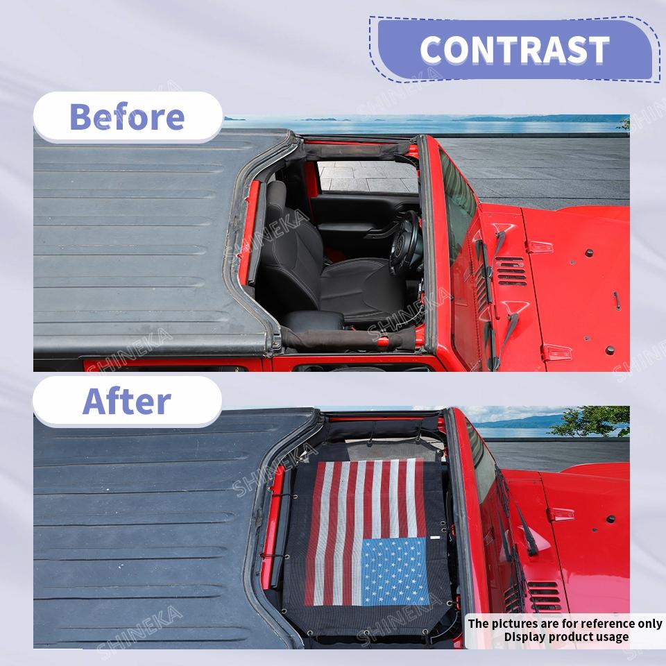 SHINEKA Car Roof Top UV Proof Sunshade Mesh Heat Shield Protection Net for Jeep Wrangler JK 2007-2017 Exterior Accessories