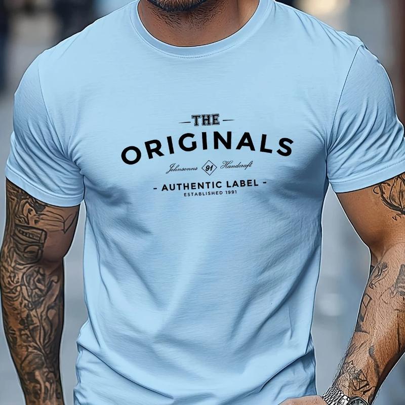 Pure Cotton Men's Loose T-shirt Breathable Casual Fashion Letter Pattern Printed Short Sleeved Round Neck Top