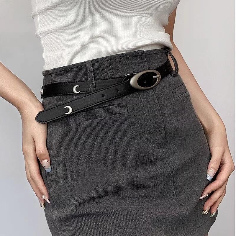 Vintage Moon Pu Leather Womens Belt With Alloy Buckle For Fashionable Casual Wear