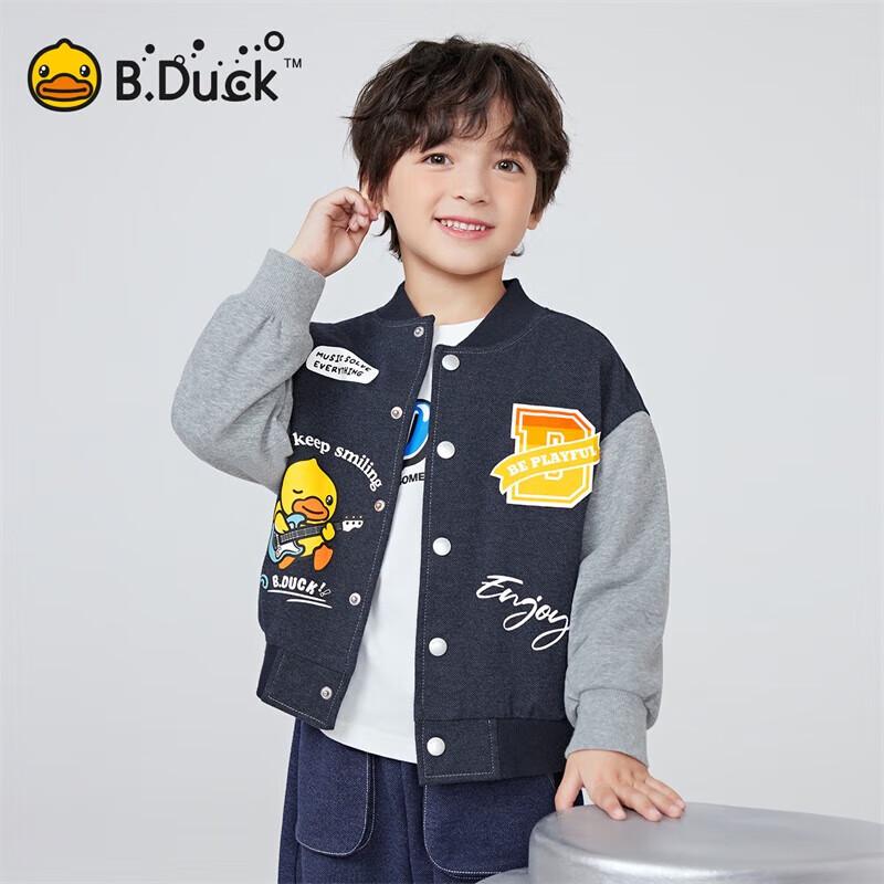 B.Duck Boys Color Block Casual Baseball Jacket