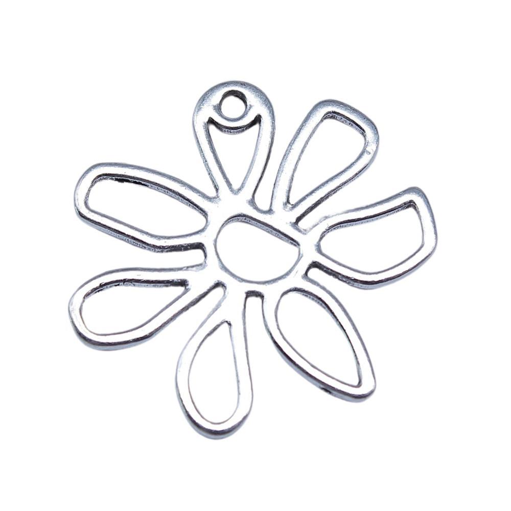 Simple Flower Charms Antique Alloy Pendants For Minimalist Floral Jewelry