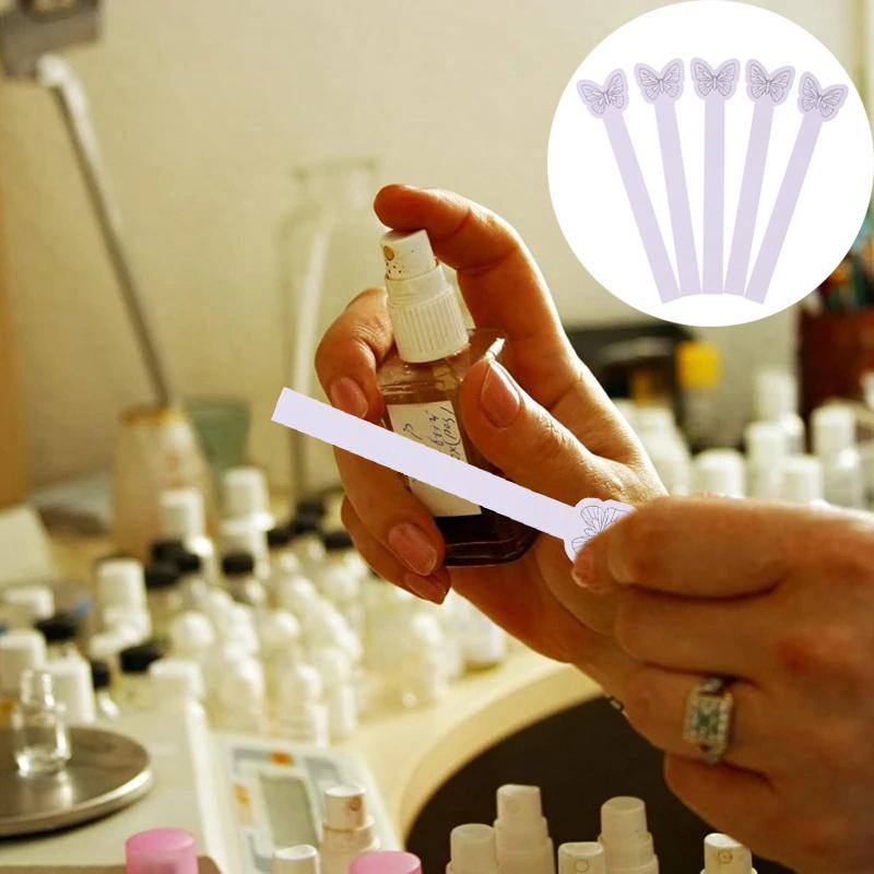 100 Pcs Aromatherapy Fragrance Perfume Essential Oils Test Paper Strips Butterfly Pattern Perfume Test Paper 115*10Mm