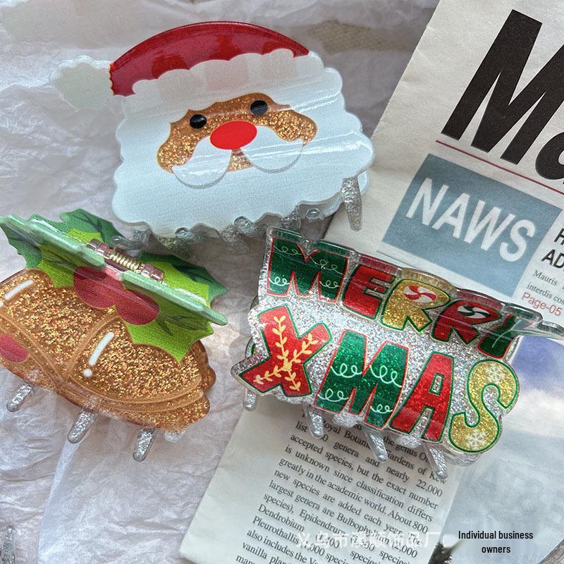 Weihnachten Schneemann und Weihnachtsmann Haarspangen - Festliche Krallen- und Haiklammern für Pferdeschwänze und Hochsteckfrisuren