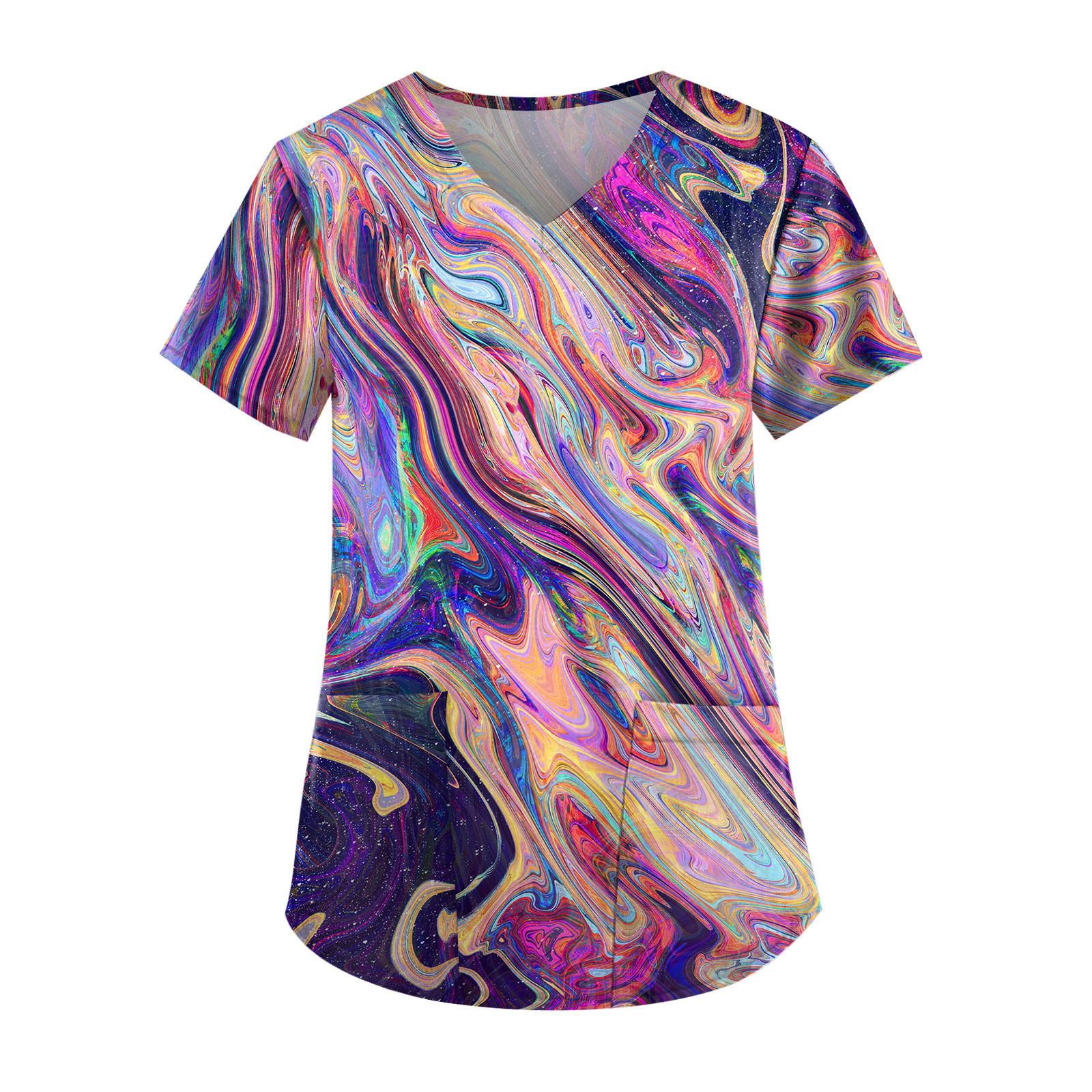 

Женские топы с v-образным вырезом и короткими рукавами с персонализированным принтом, рабочие футболки XXXXXL фиолетовый