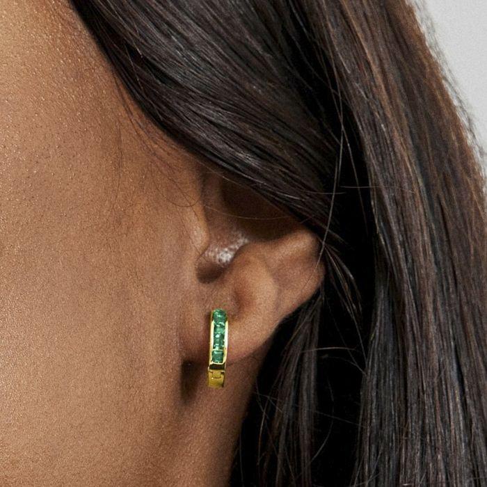 Boucles d'oreilles - LUXENTER - Wudya - Zircone émeraude - Or jaune 18k - Femme