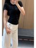 Elegant Embroidered Women's Slim Waist Short-Sleeve T-Shirt