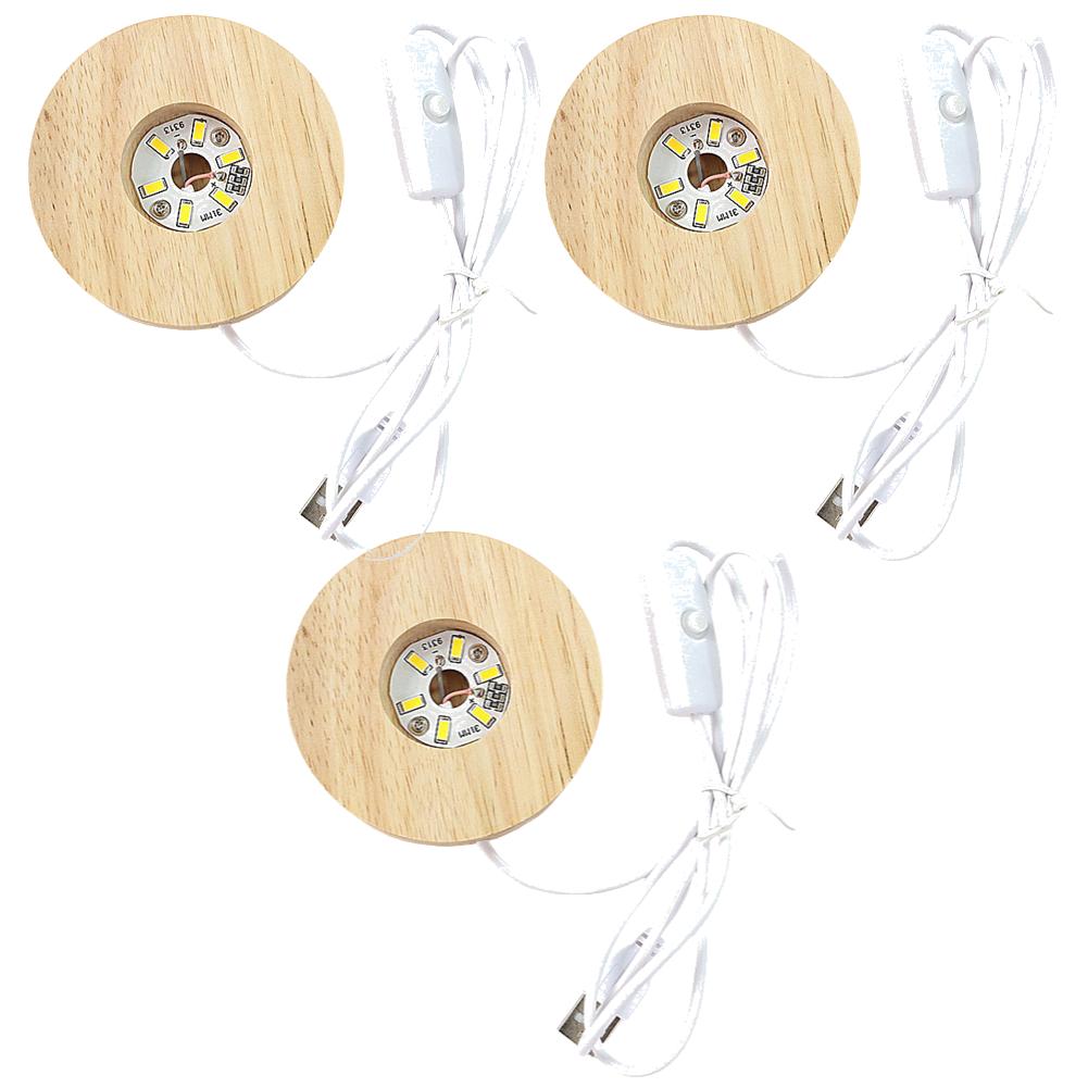 5 Stück Rechteckige Solide Holz-LED-Basisleiste Leuchtende Basis USB-beleuchteter Displayständer für Harzbuchstabenlampe Glas Harz Kunstlichter