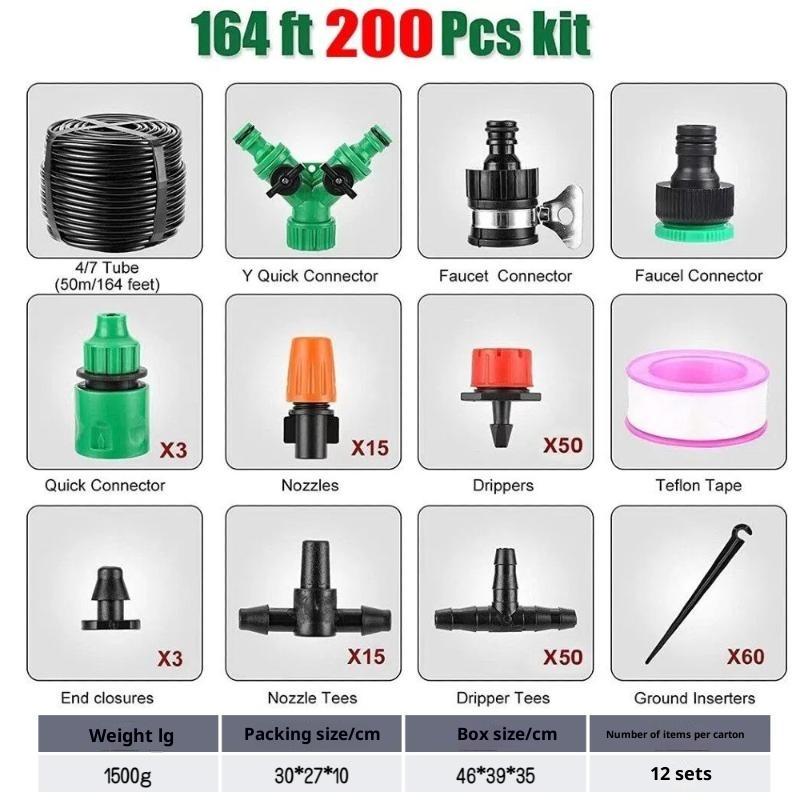 148/180/200PCS Garden Automatic Drip Irrigation Watering System Kit No Waste Water for Greenhouse Seedling Growing