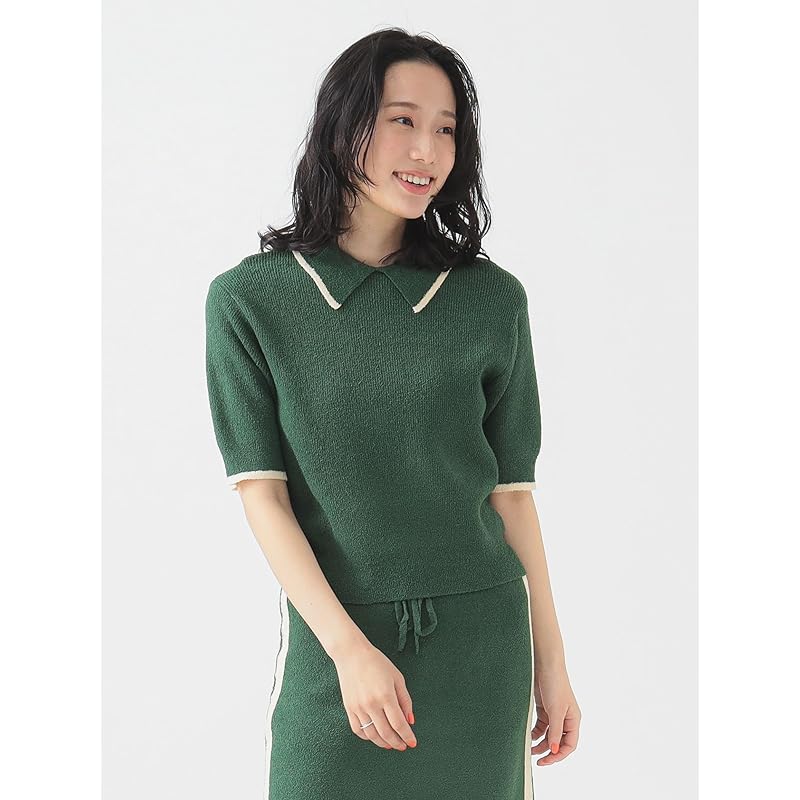 [Beaming life store by BEAMS] S/S Knit/knit vest bouclé knit polo shirt ladies GREEN ONE SIZE