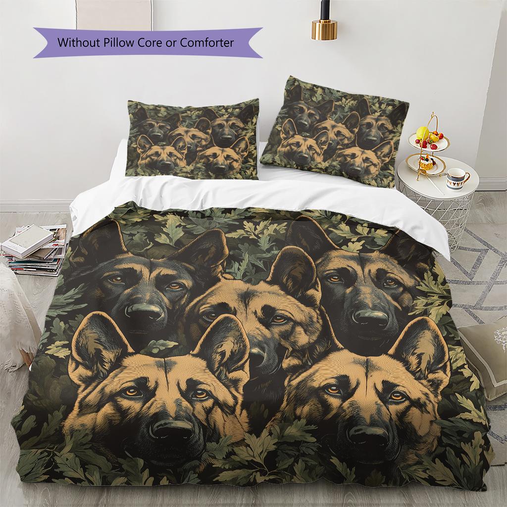 German Shepherd Pattern Bedding Home Decoration Birthday Gift (1 * duvet cover + 2 * pillowcase, without core)