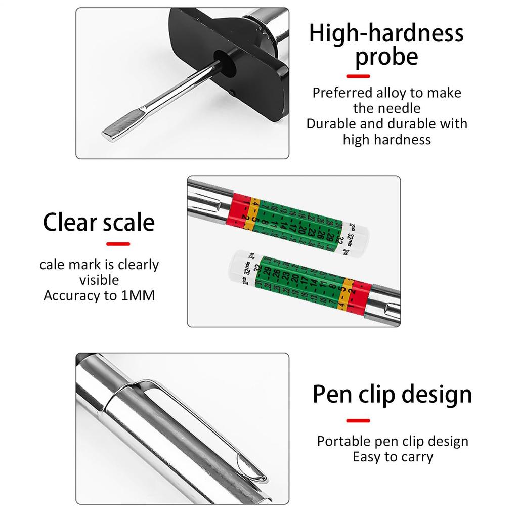 Kosesater Tire Groove Depth Gauge Measuring Color Coded Tread Groove Measuring Meter for Home