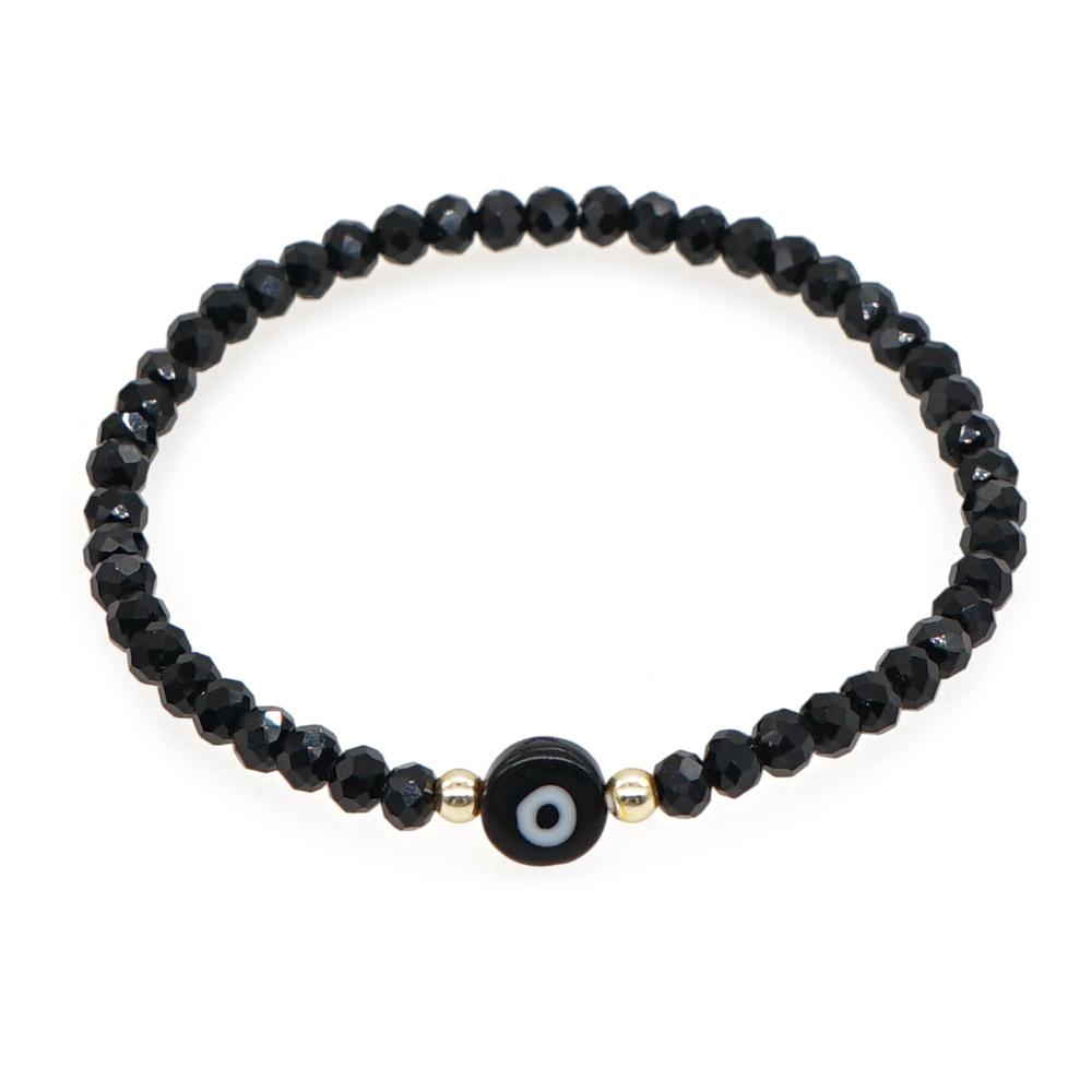 1pc Evil Eye Bracelet for Women Fashion Couple Jewelry Solid Colorful Faceted Crystal Beaded Bracelets Summer Jewellery Gift
