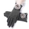 New Female Autumn Winter Non-Inverted Velvet Cashmere Full Finger Warm Lace Gloves Women Cotton Touch Screen Gloves G82