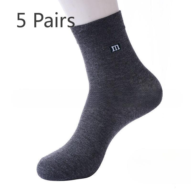 5 Pairs of Male Spring and Autumn Commercial Wear-resistant Sweat Absorbing Antibacterial Cotton Socks