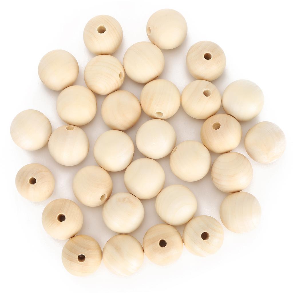 30Pcs Round Beads Wooden Perforated Ball Spacer Jewelry Decoration Making Accessories 40mm