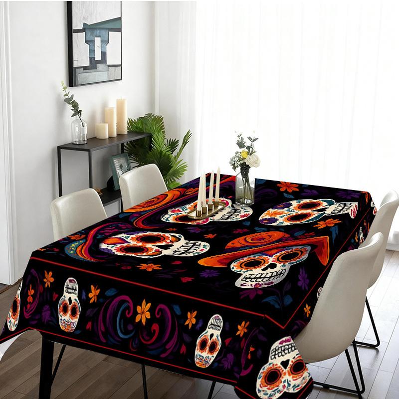 Mexican Sugar Skull Rectangle Table Cloth for Table Decor Kitchen Dining Waterproof Reusable Tablecloth for Tables Wedding Party