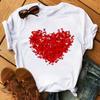 Tricou de damă cu balon cu aer cald cu dragoste roșu romantic, la modă, ocazional, cu mânecă scurtă, cămașă de bază Tricou supradimensionat Harajuku