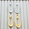 European & American Fashion Oval Gold-Plated Dangle Earrings - High Polished Trendy Design