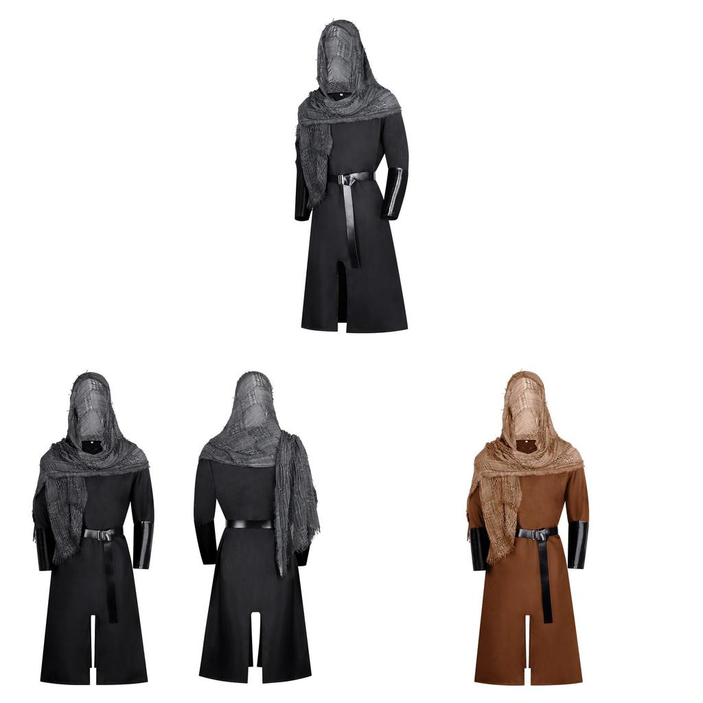 Medieval Knight Cosplay Costume With Hood For Fantasy Role Play And Halloween