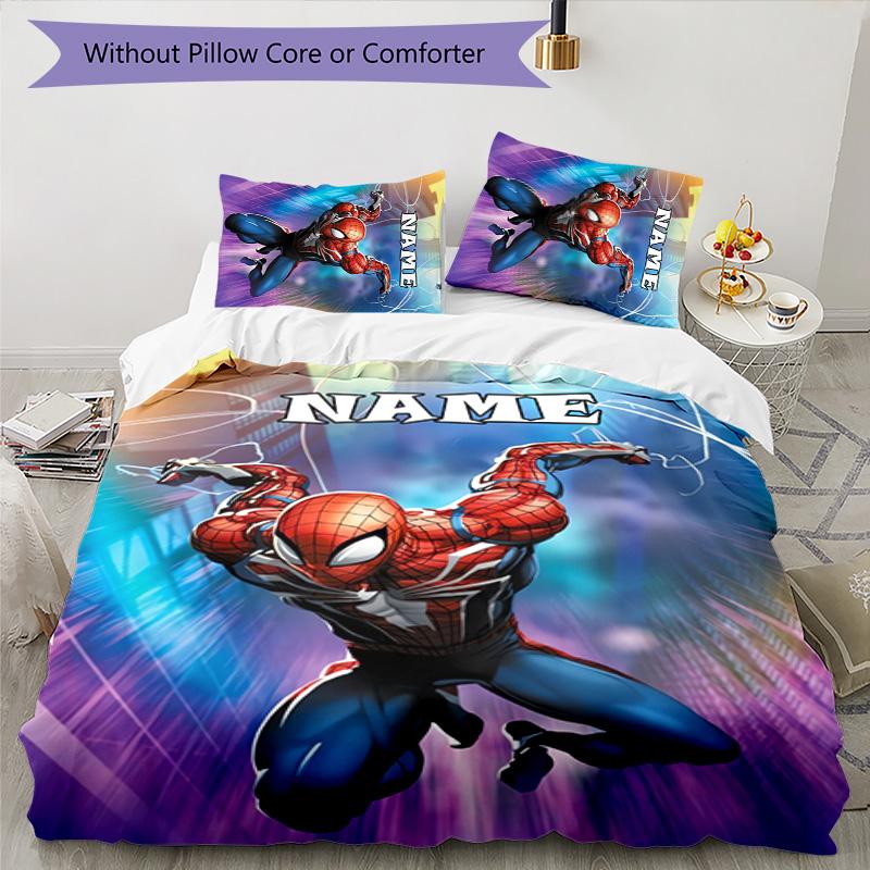3pcs Spider Man1 Cover Set - Personalized Name, HD Printed Bedding with 1 Cover and 2 Pillowcases - Perfect for Home Decor, Easy Care