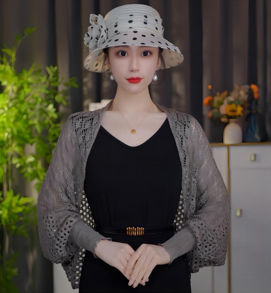 Summer fashion hollow-out knitted shawl women's thin solid color temperament versatile blouse bat sleeve knitted top