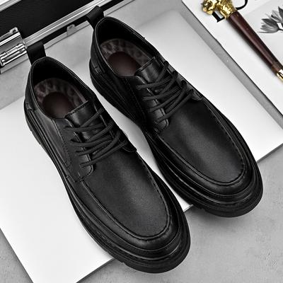 Fashion British Men's Shoes Trend Thick Soled Men's Oxford Shoes Versatile Lace Up Office Men's Business Dress Shoes Free Delivery