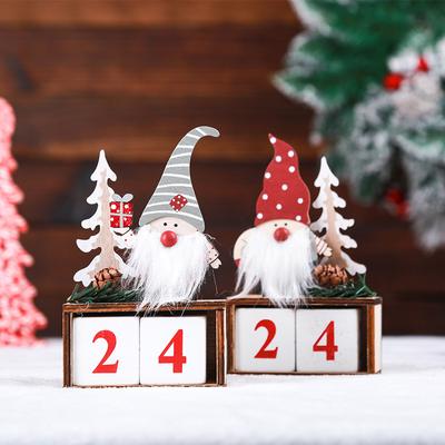 Christmas Wooden Pinecone Old Man Calendar Ornament Decoration Wooden DIY Christmas Countdown Calendar