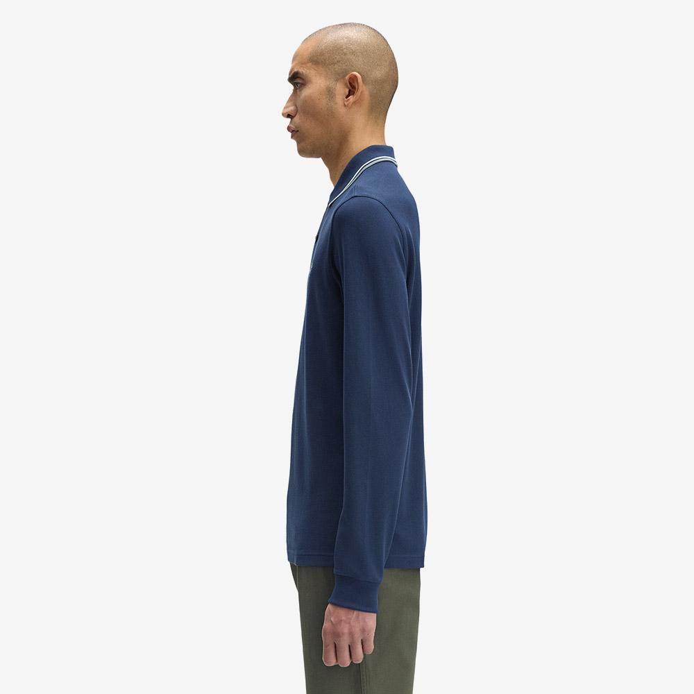 Fred Perry [M3636] Long Sleeve Twin Tip Fred Perry Shirt - Dark Air Force/Light Ice/Bayleaf Afpm2533636-Z47