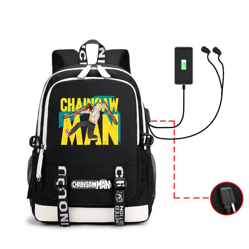 Animation, Chainsaw Man, Peripheral Backpack Usb Large-Capacity Computer Bag, Youth Schoolbag
