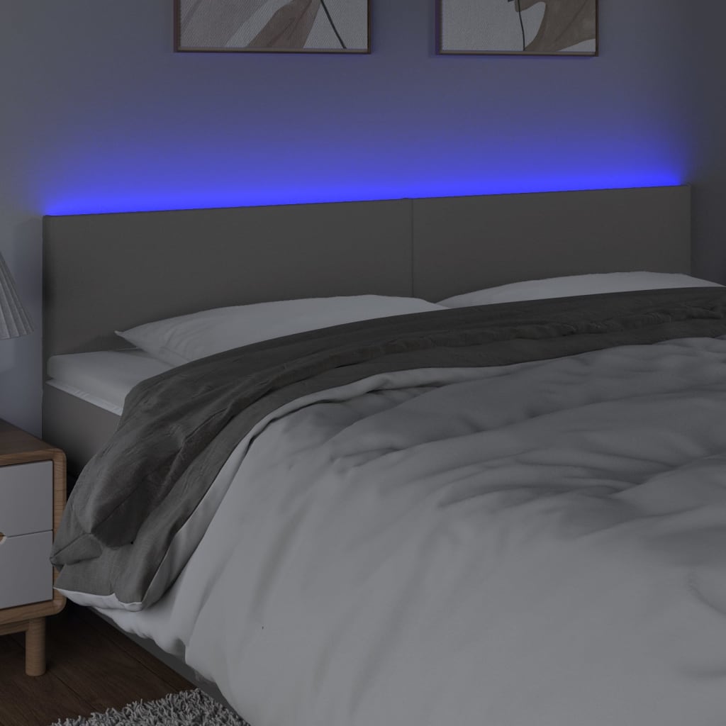 Vidaxl Bed Headboard with LED, Grey, 160X5X78/88 Cm, Faux Leather