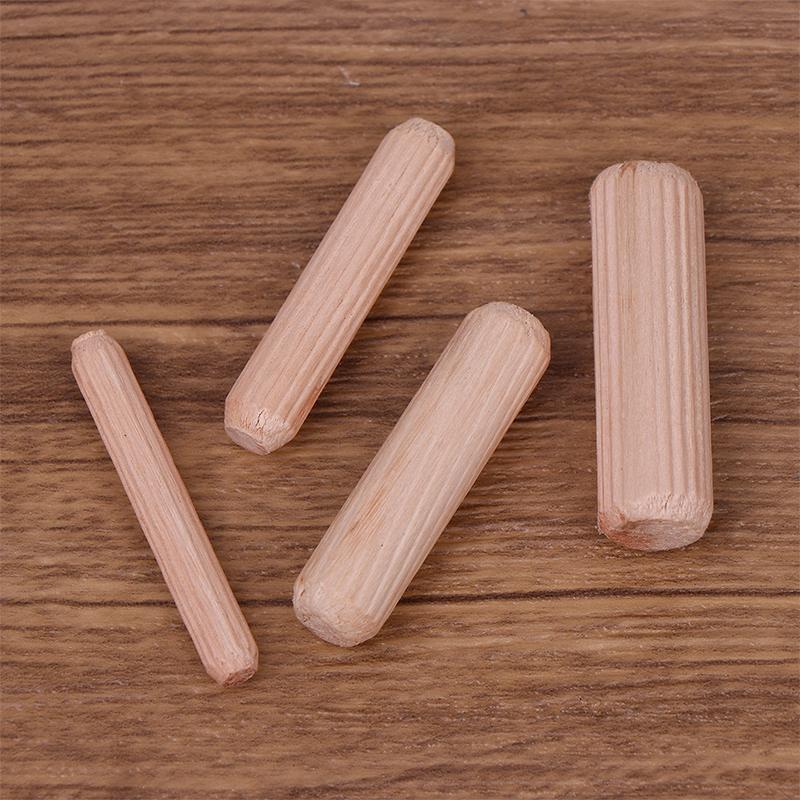 100Pcs/Pack Round Wooden Dowel Pins 6*40Mm 8*40Mm 10*40Mm Cabinet Drawer Round Fluted Diy Woodworking For Dowel Jigs Drill
