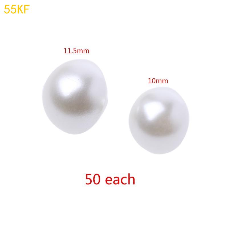 55KF 50Pcs Faux Pearl Buttons Fit Sewing Scrapbook Backhole Sewing Crafts 10/11.5mm