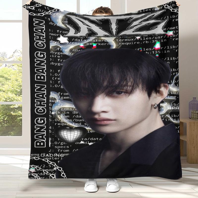 Bang Chan Kpop Stray Kids Flannel Blanket,Ultra Soft Warm Plush Throw for Home Bedroom Bed Sofa Cover Camping Picnic gift