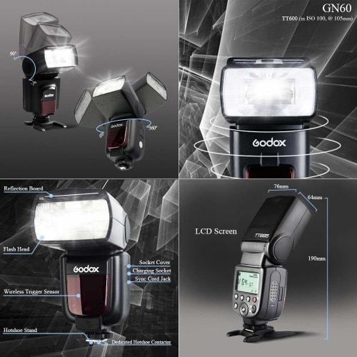 [Godox Authorized Agent & Japanese Instruction Manual] GODOX TT600 Clip-on Strobe Guide Number 60 Flash Speedlight Compatible with Digital Cameras Suc