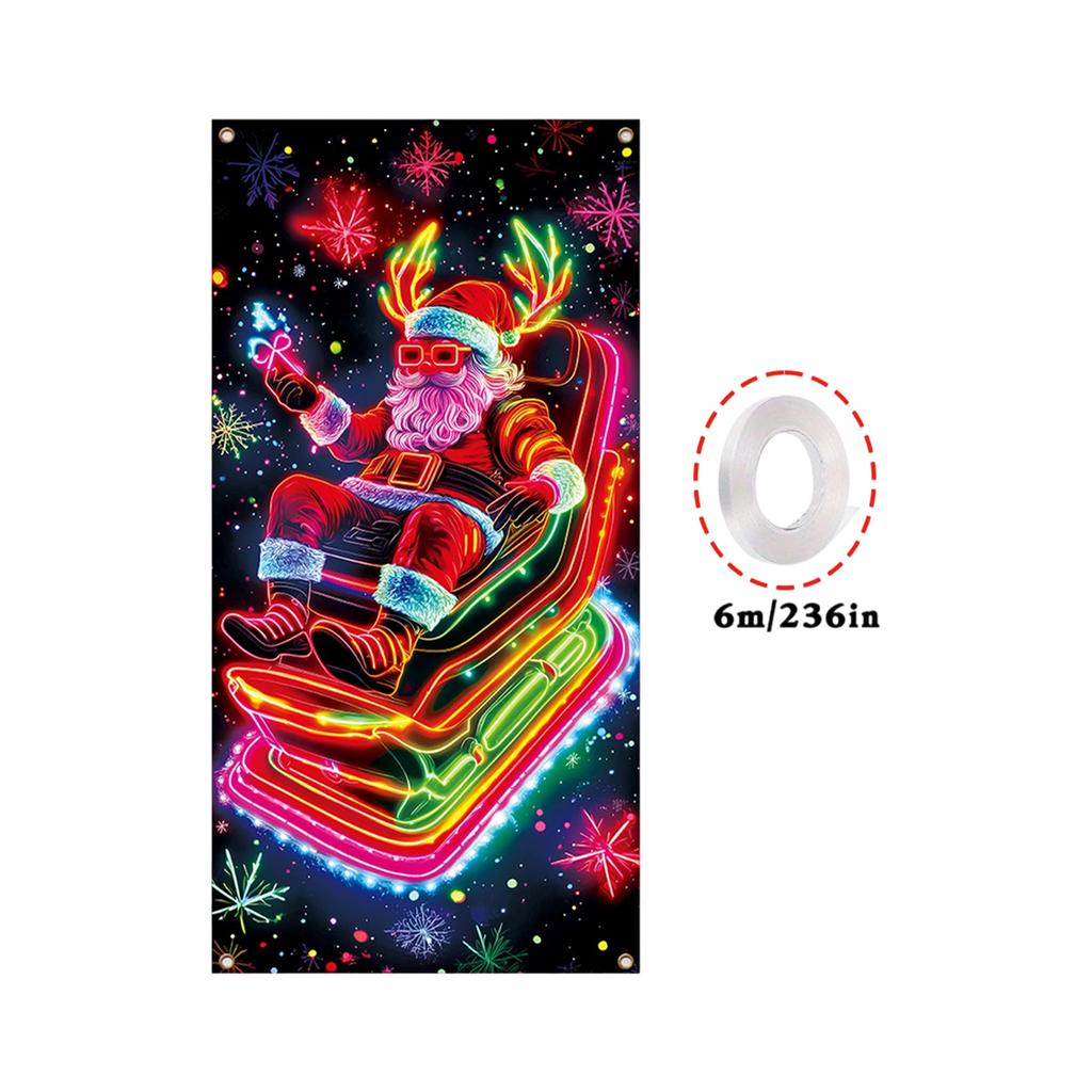 Christmas UV Fluorescent Door Banner/cover Background/holiday Party Decoration/Christmas Decorative Hanging Cloth