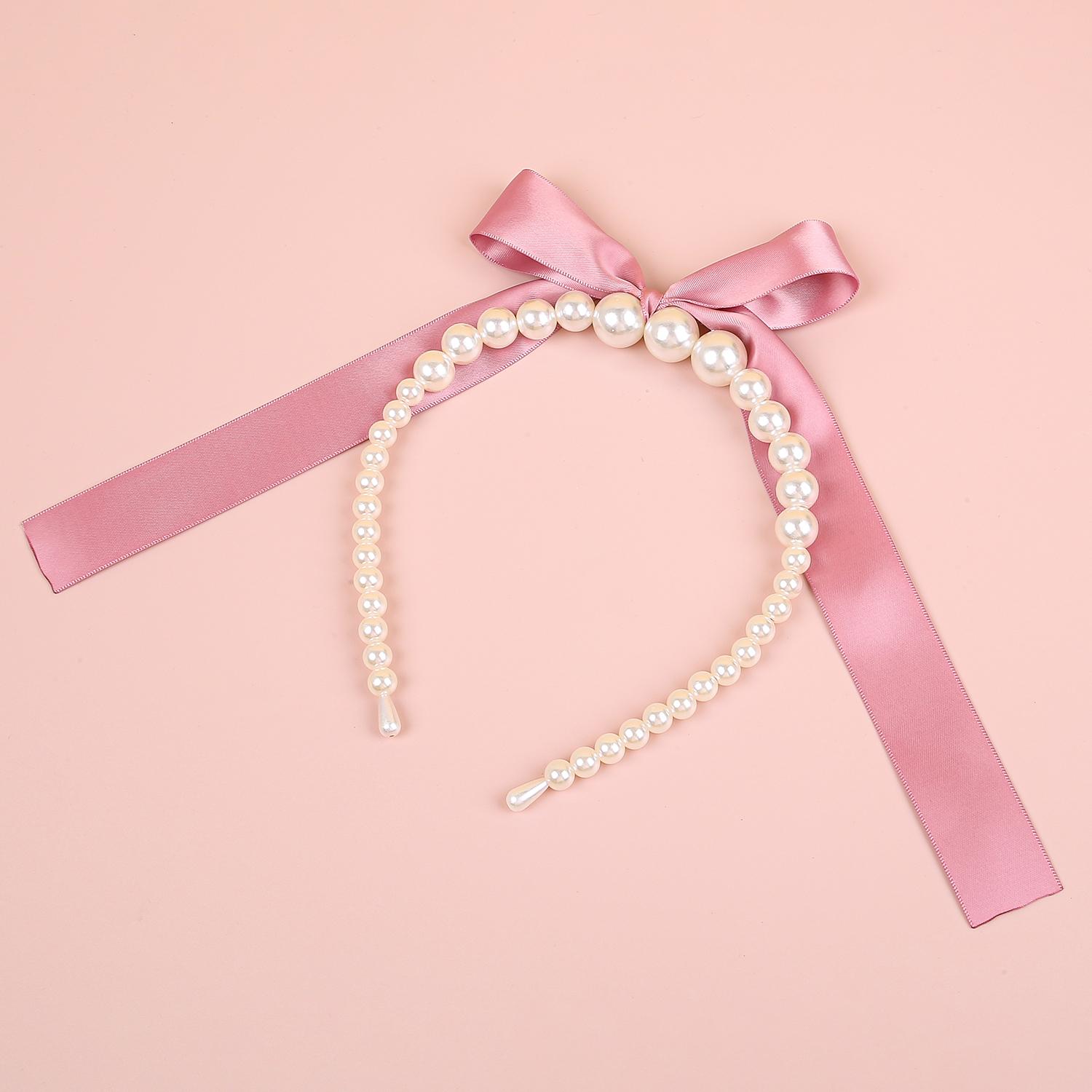 

1 шт. Модные жемчужные повязки на голову, атласные банты для волос, повязка на голову для девочек, для вечеринки, резинка для волос, детские аксессуары для волос