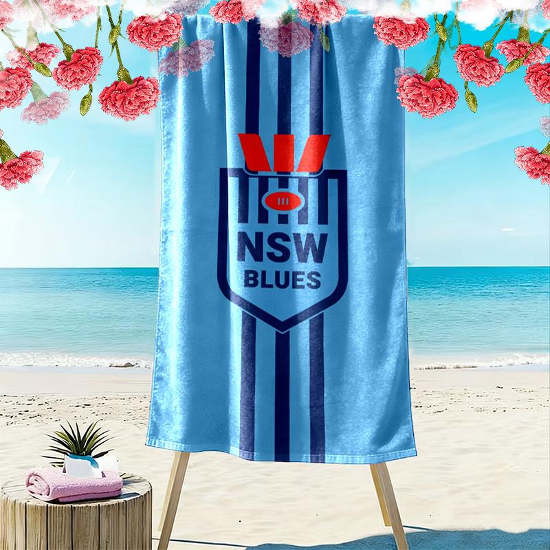 New Blues Print Beach Towel, Large Soft Quick Dry Towel for Beach Camping Swimming
