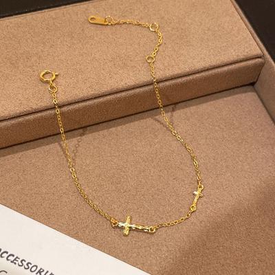 S92 Echtsilber & 18 Karat Vergoldetes Damen-Kreuz Schmuckarmband - Nischen-Design, Schlichte Eleganz