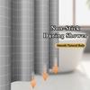 1Pc Gray Grid Artwork Geometric Shower Curtain Waterproof Peva Modern Minimalist Bathroom Decor