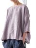 T-shirt da donna taglie forti a manica 3/4 in cotone e lino, stile europeo e americano