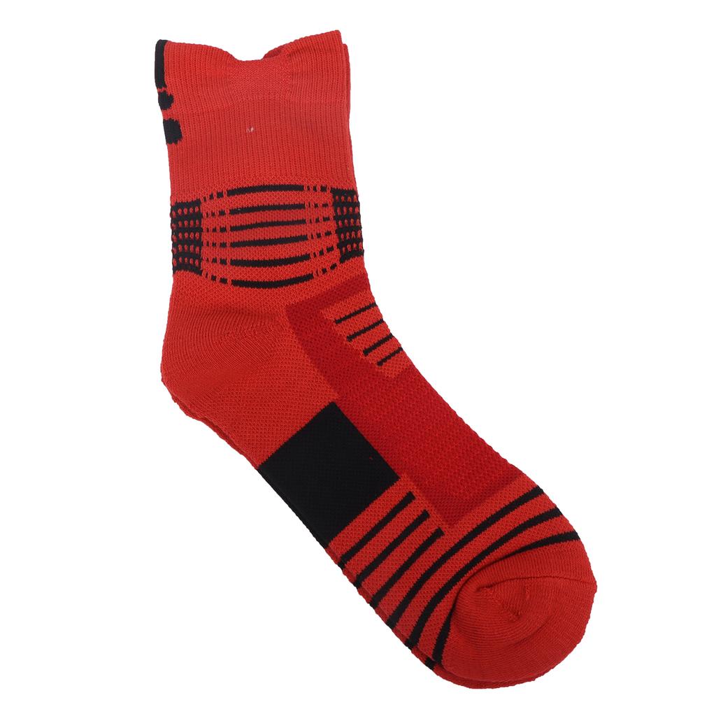 1 Pair Cotton Sports Socks Men Thicken Basketball Breathable No Sweat Running SocksRed