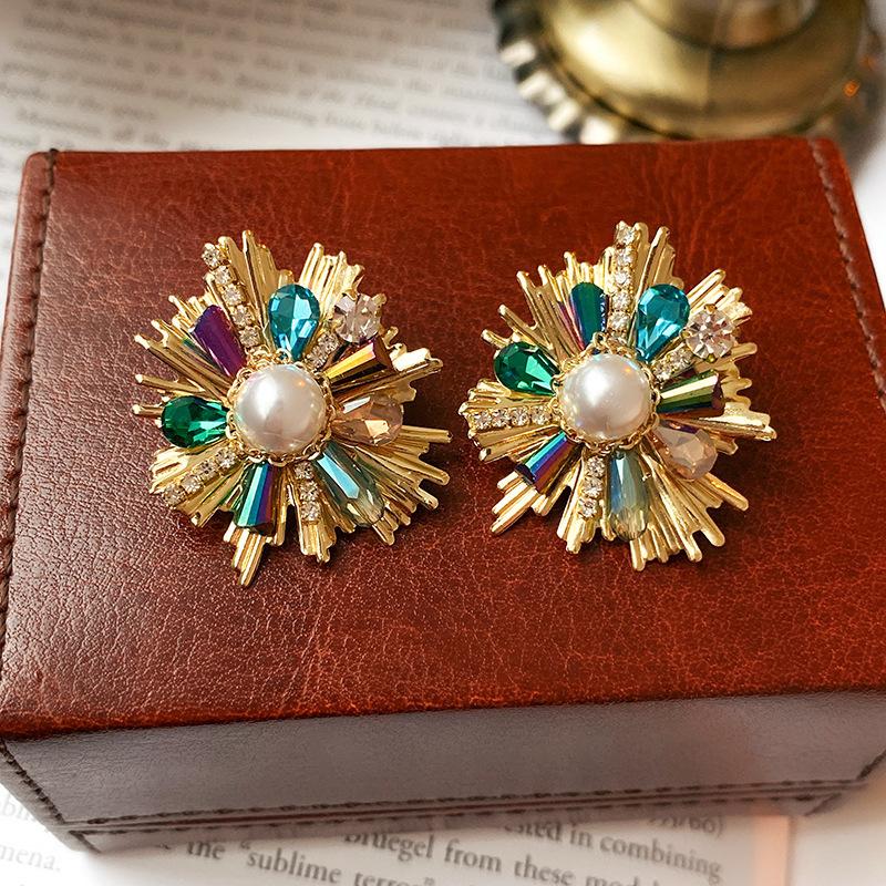 Baroque Style Zircon Earrings,Ornate Filigree Gemstone Earrings,Vintage Gemstone Drop Earrings,
