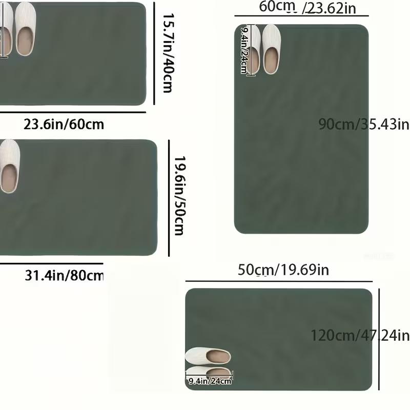 60*90cm Luxury Diatomite Bath Mat - Thick, Absorbent, and Quick-Drying, with A Non-Slip Rubber Base, Suitable for Bathroom Entrances and Entry Doors